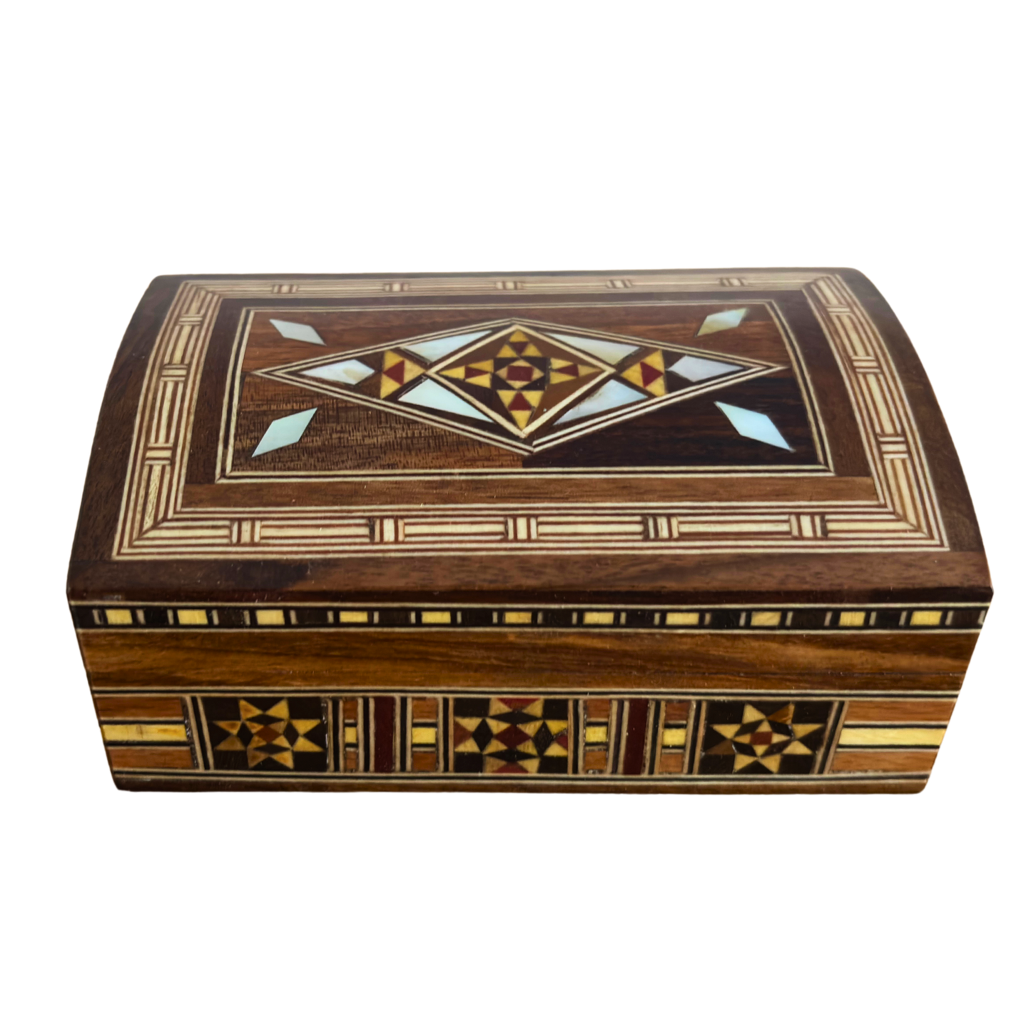 Handcrafted Damascene Jewelry Box with Mother of Pearl Inlay – Luxury Wood Keepsake