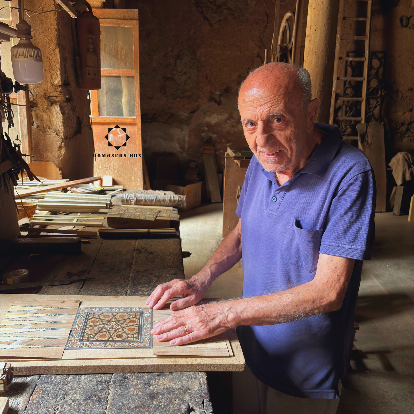 Handgefertigter Damascener Backgammon- & Schach-Tisch von Gaby Al Dayeh – Meisterwerk mit Perlmuttintarsien