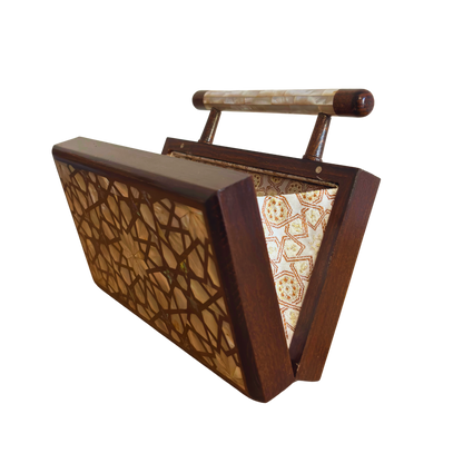 Falak – Luxuriöse Damaszener Clutch mit Perlmutt & Brokatfutter