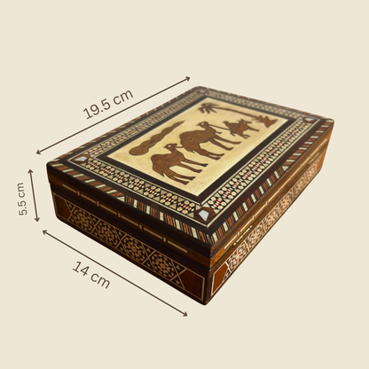 Scatola Damascena Vintage 1970 con Cammelli – Arte Orientale in Madreperla