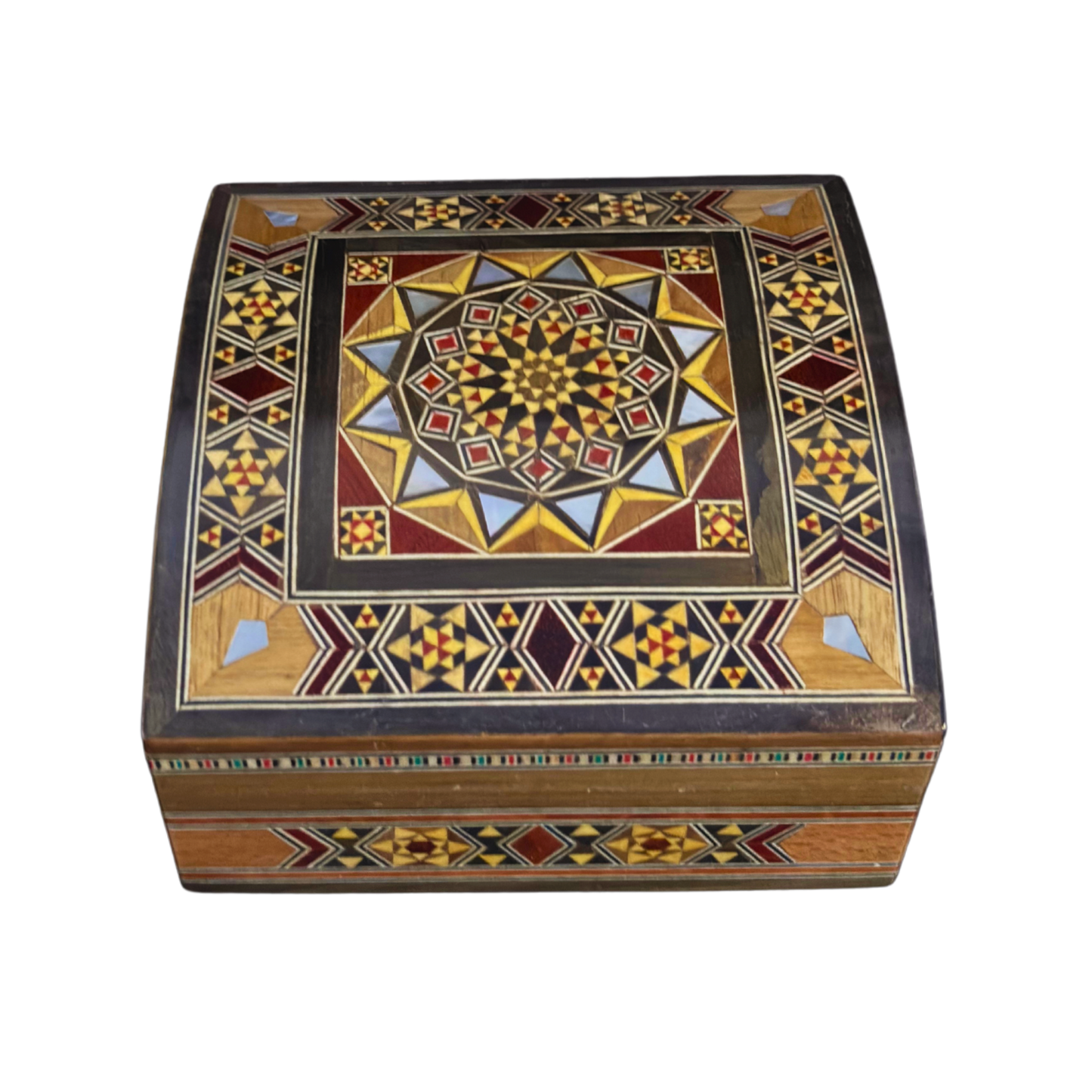 Elegant Damascene Mosaic Box – Mother of Pearl & Velvet
