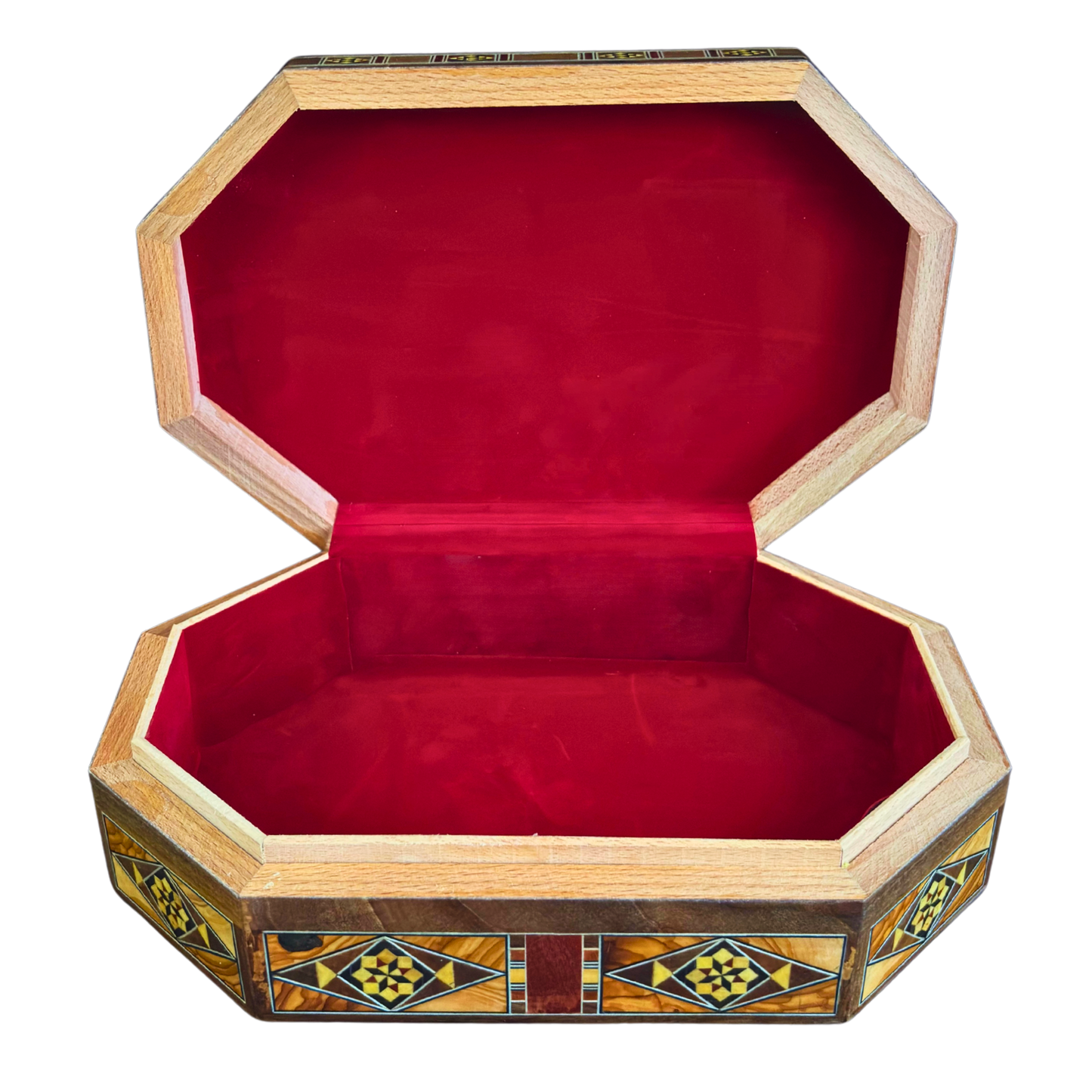 Handcrafted Damascene Mosaic Box – Mother of Pearl & Velvet Elegance