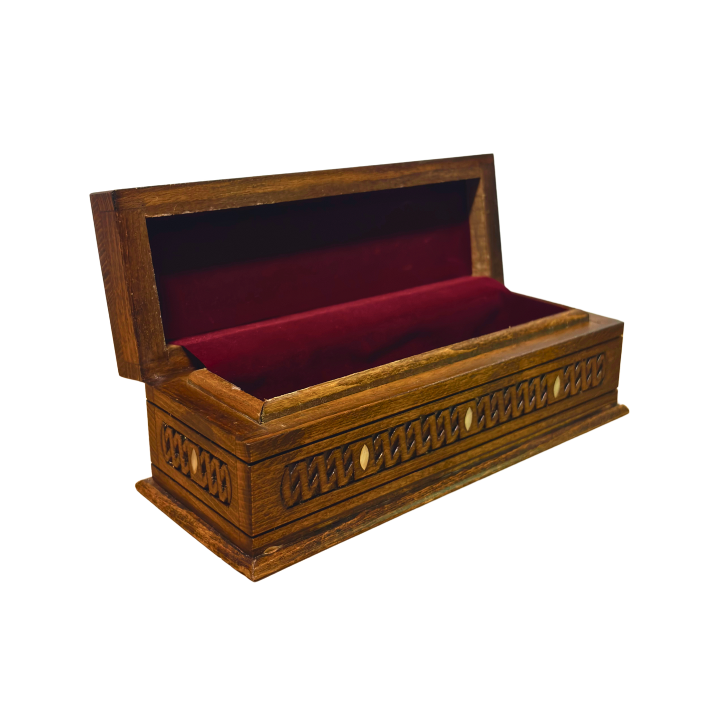Handcrafted Luxury Carved Box – Mother of Pearl & Velvet Elegance