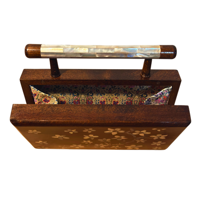 Yasmine – Luxury Damascene Clutch with Mother of Pearl Inlay & Brocade Interior