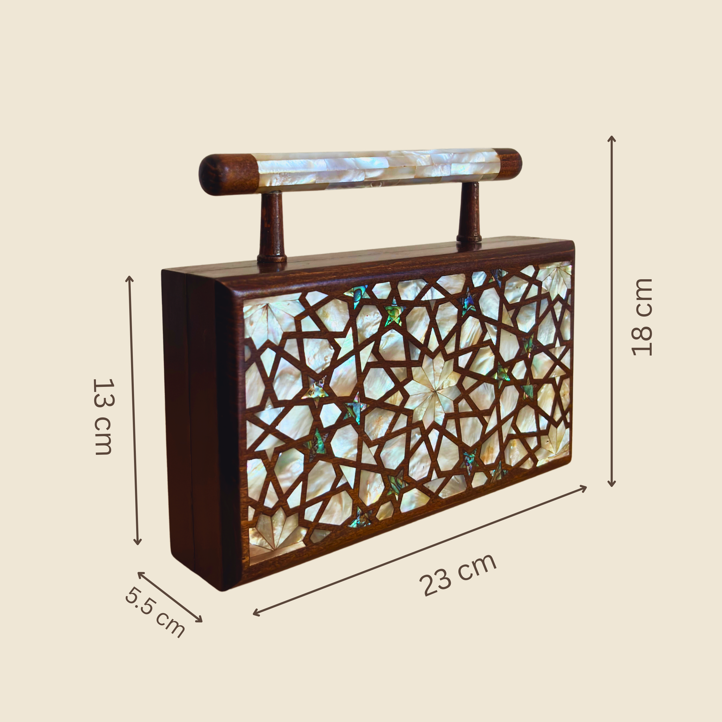 Falak – Luxury Damascene Clutch with Mother of Pearl & Brocade Interior