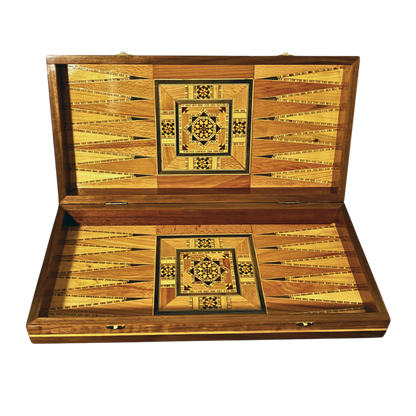 Handcrafted Damascene Chess & Backgammon Table by Gaby Al Dayeh – Classic Mosaic Design