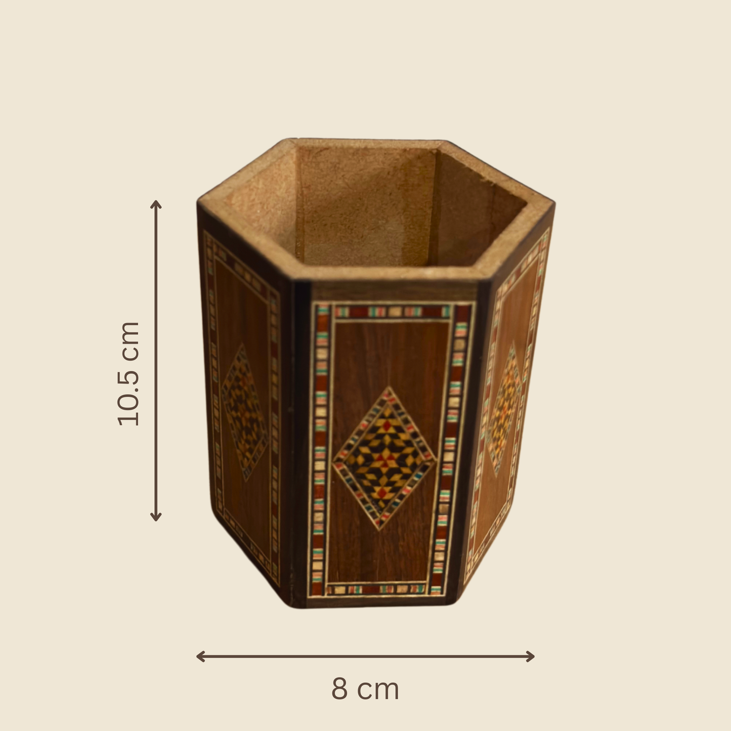 Porta Lápices Damasquino en Madera por Gaby Al Dayeh – Maderas Naturales & Elegancia Artesanal