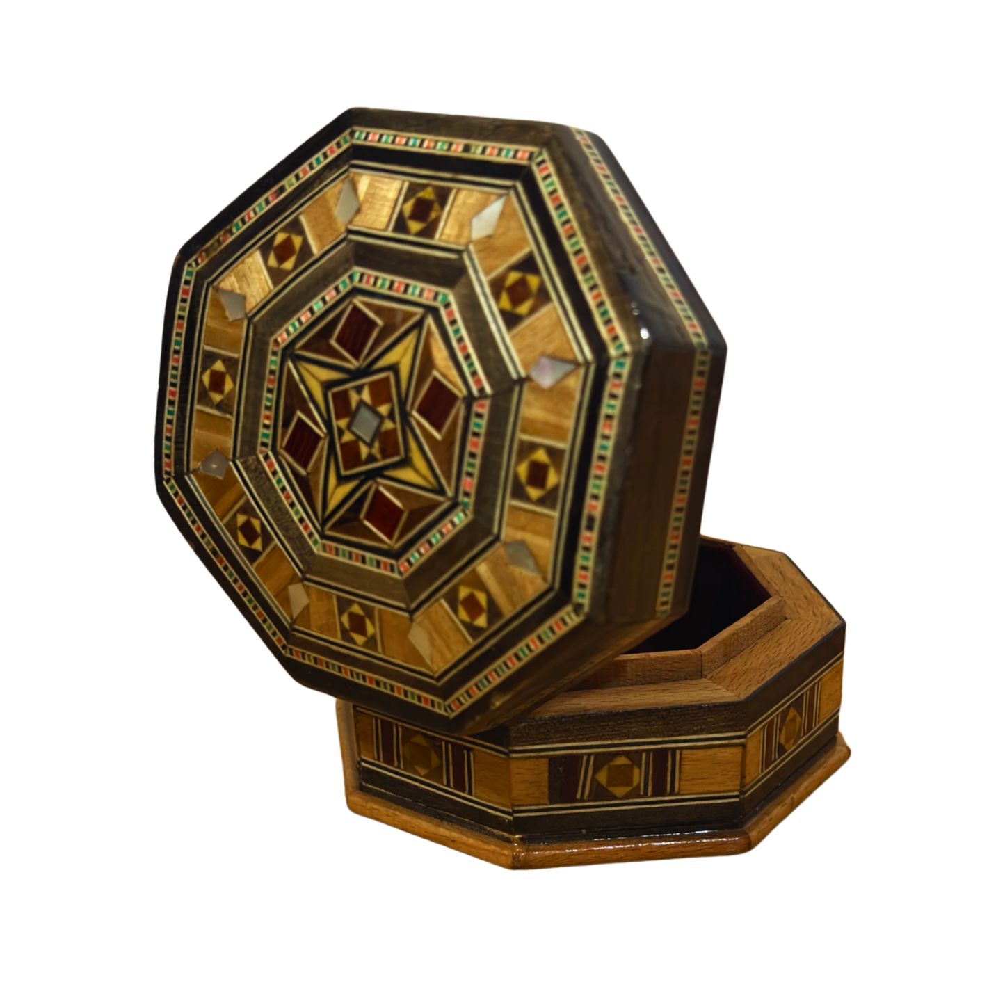 Boîte en Mosaïque Artisanale de Damas – Art Traditionnel & Velours