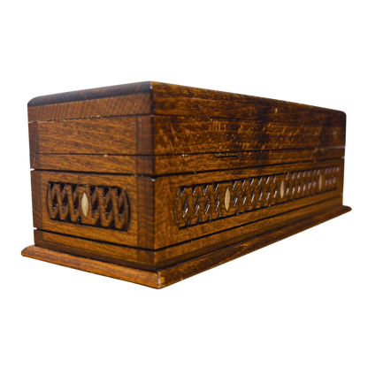 Handcrafted Luxury Carved Box – Mother of Pearl & Velvet Elegance