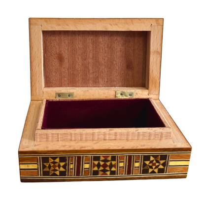 Handcrafted Damascene Jewelry Box with Mother of Pearl Inlay – Luxury Wood Keepsake
