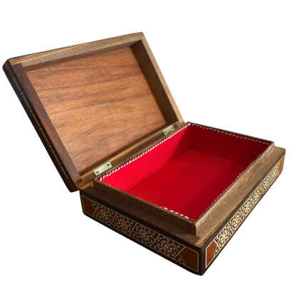 Medium 1970 Vintage Camel Damascene Mosaic Box -Brown-
