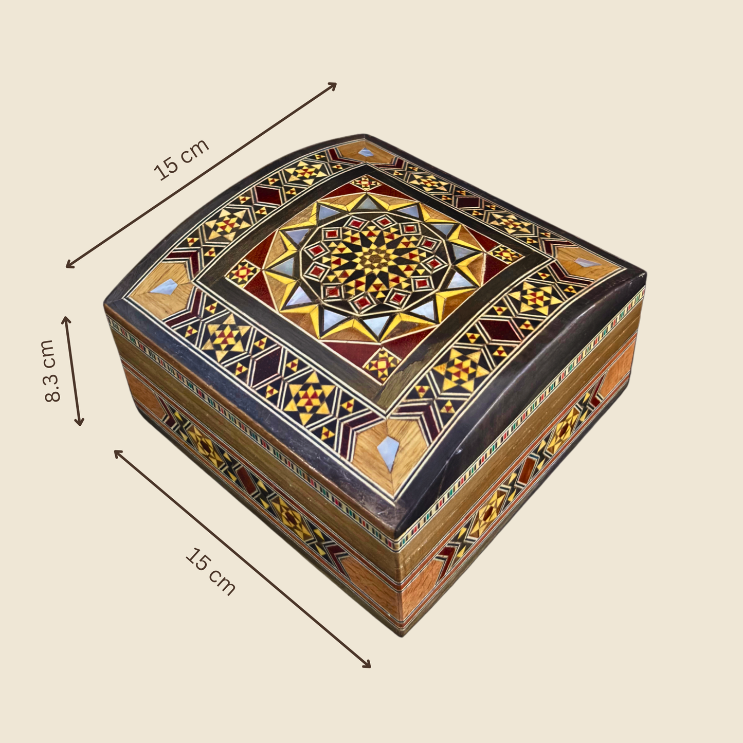 Elegant Damascene Mosaic Box – Mother of Pearl & Velvet