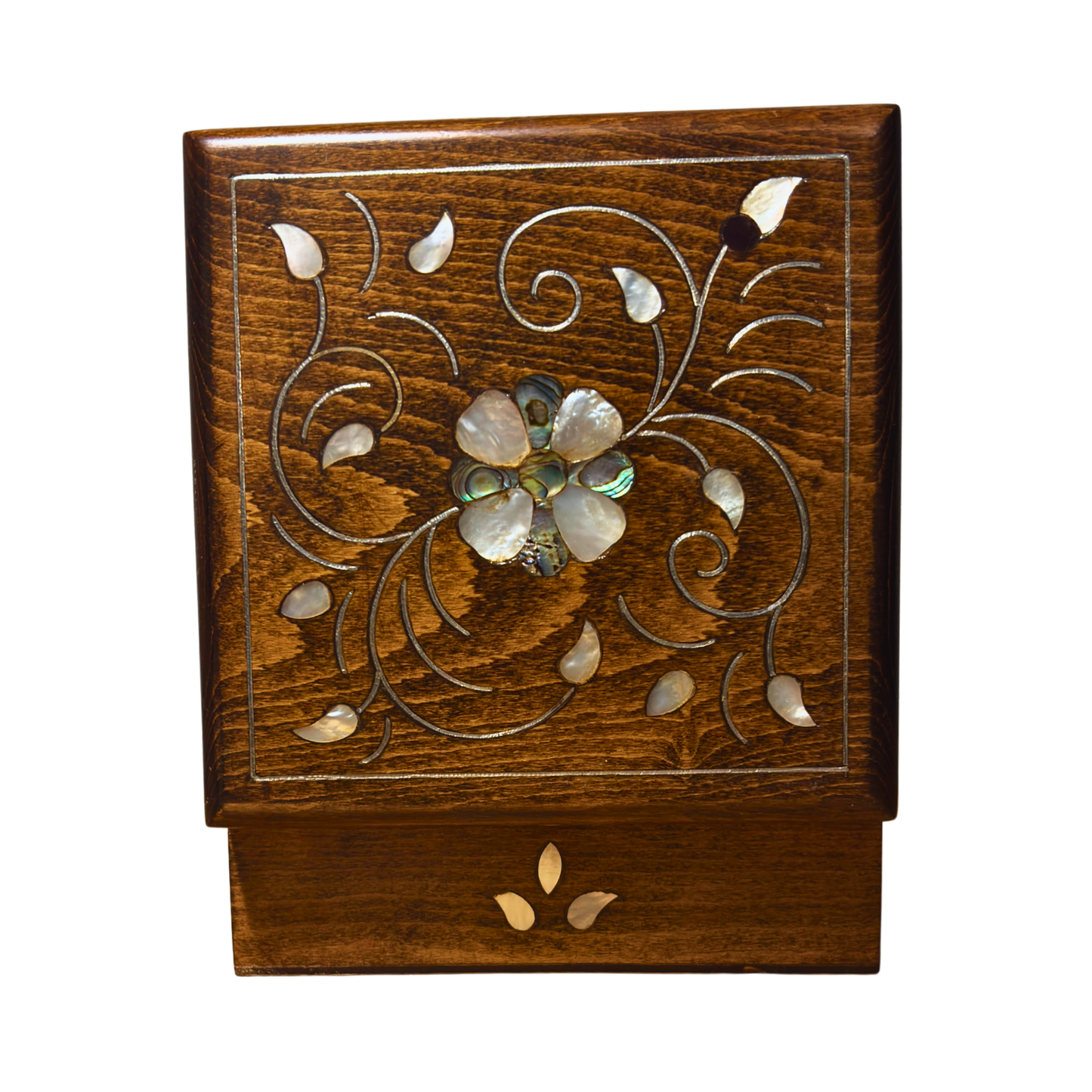 Handgefertigte Luxusbox aus Damaskus – Perlmutt & Samteleganz