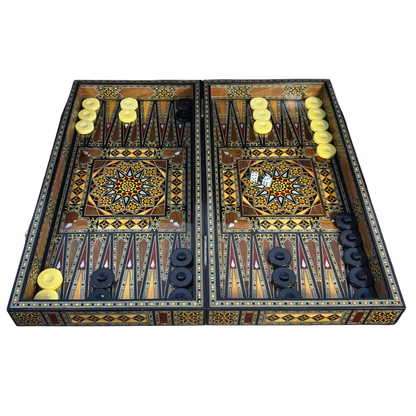 Traditionelles Schach- & Backgammon-Set – Mosaikkunst aus Damaskus