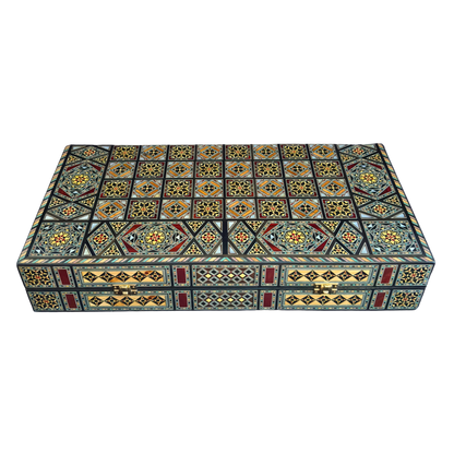 Traditionelles Schach- & Backgammon-Set – Mosaikkunst aus Damaskus